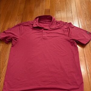 Men's Under Armour Striped Polo Shirt - Pink - Large